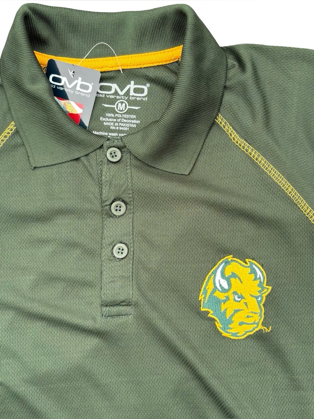 North Dakota State Bison NDSU NCAA Men’s Medium Green Polo Shirt New W/Tags